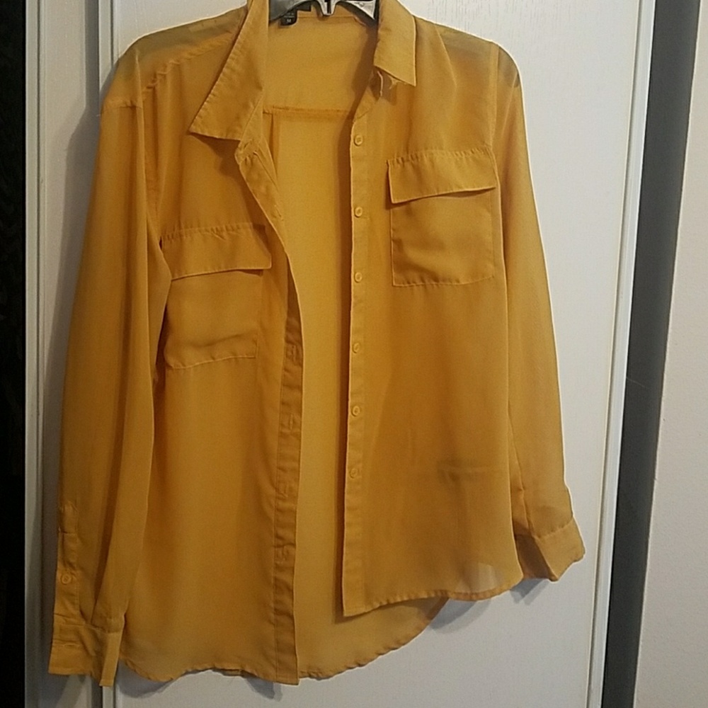 Mustard yellow chiffon top